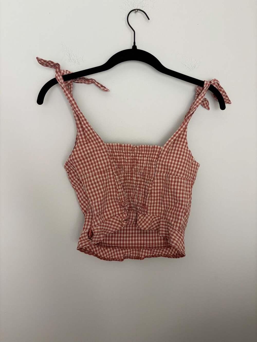 Zara TRF Collection Cottagecore Gingham Tie-Shoulder Crop Top Sz XS - Picture 4 of 5